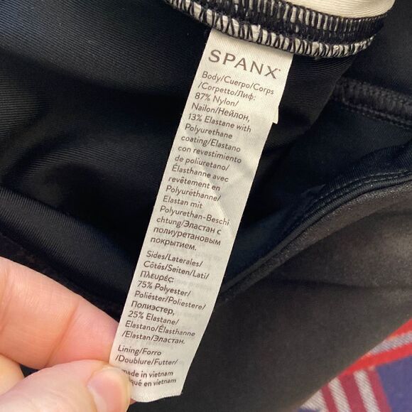 Spanx Black Faux Leather Leggings Side Stripe Large - Picture 6 of 6